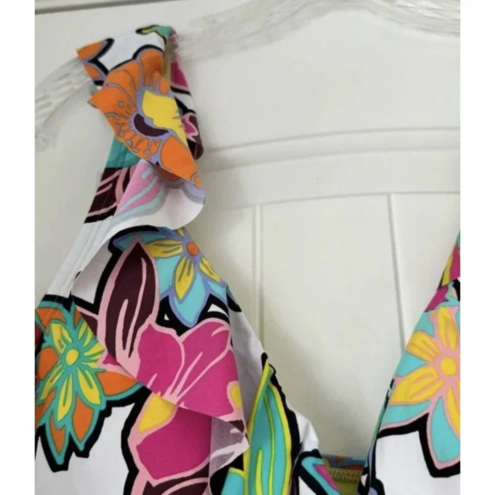 NWT Bleu Rod Beattie Color Crush Floral Tankini Top Hipster Bikini Bottom Sz 14 - Picture 9 of 12